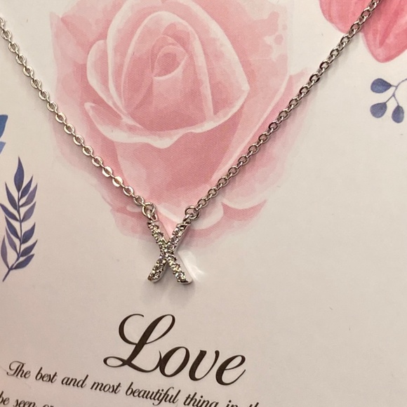 4K Yellow Gold Plated Cubic Zirconia Love Necklace - Picture 4 of 5